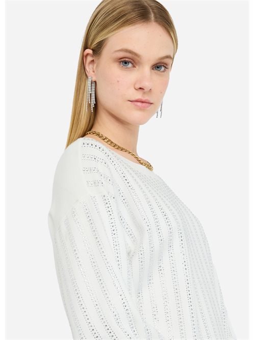 Maglia con strass LIU JO | CF5271MA96E/M9990